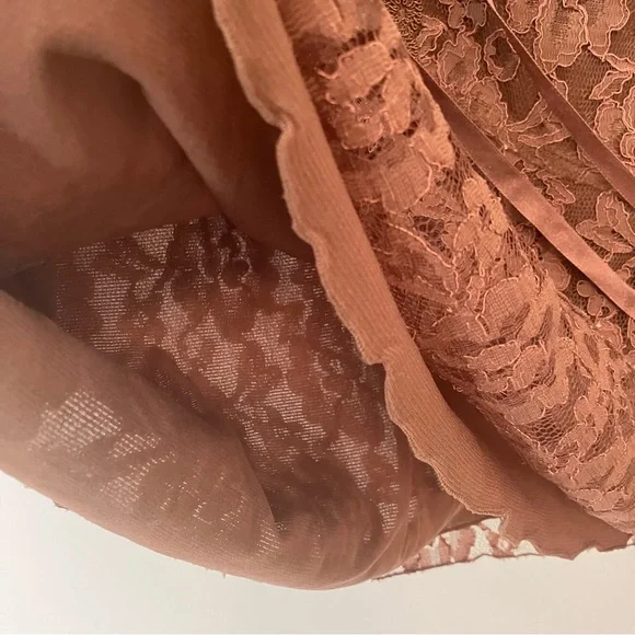 Seven 7 Y2K Women’s Sz. 18 Brown Lace Babydoll Blouse Sheer Longsleeve Corset - Picture 5 of 8